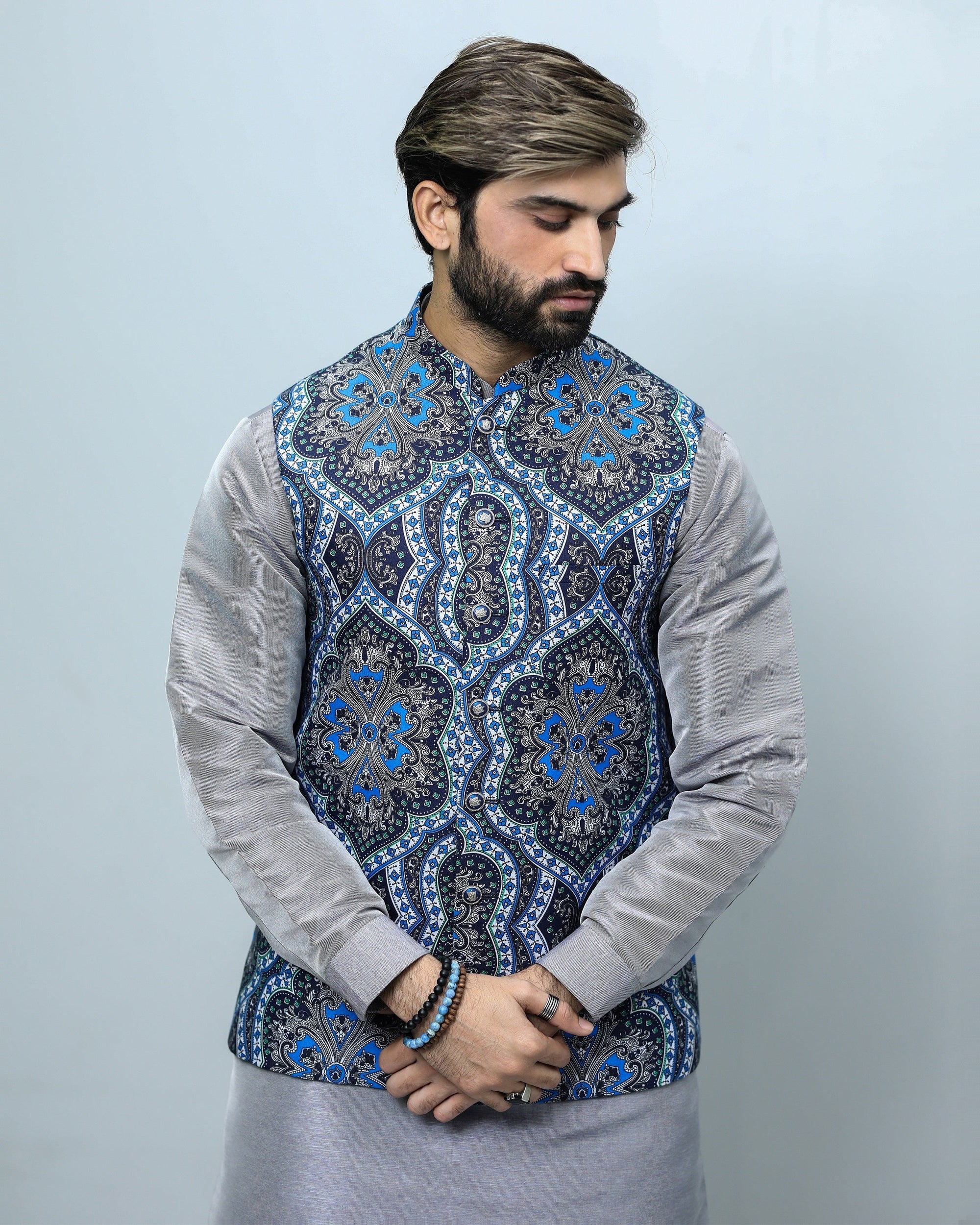 Printed Waistcoat For Men - indian attire for men