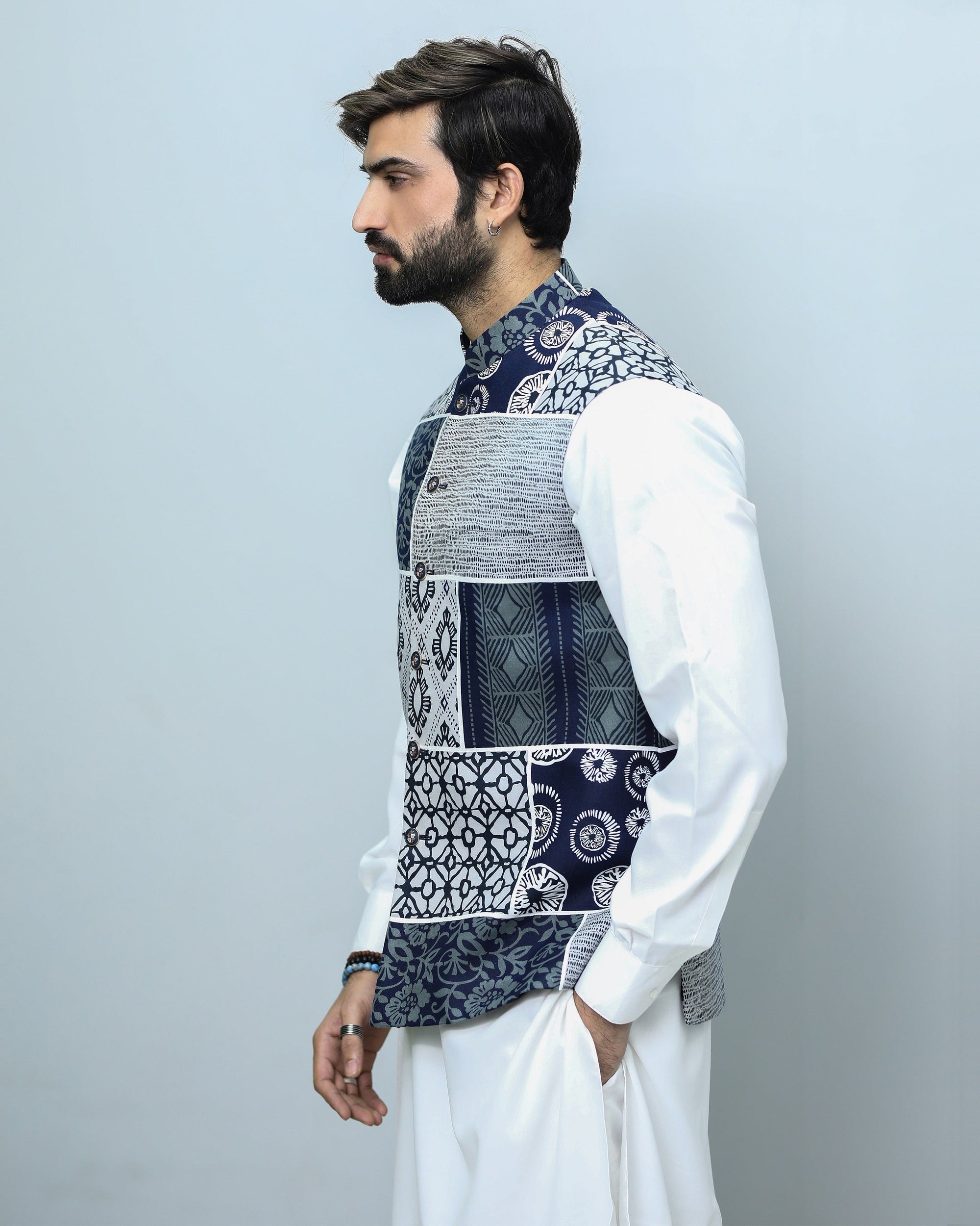Printed Waistcoat For Men - indian attire for men