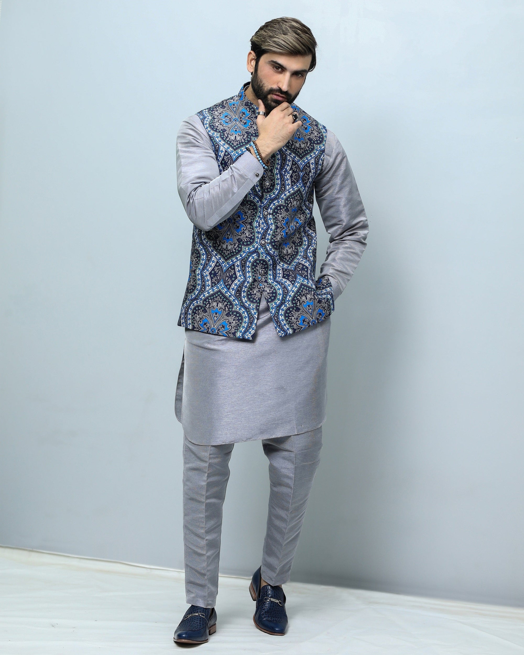 Printed Waistcoat For Men - indian attire for men