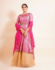 Punch Pink Anarkali Lehenga Set - lehenga and anarkali