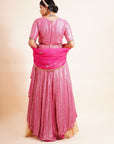 Punch Pink Anarkali Lehenga Set - lehenga and anarkali