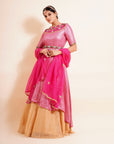 Punch Pink Anarkali Lehenga Set - lehenga and anarkali