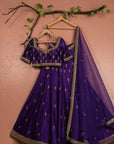 Purple Kundan Bridal Lehenga Set - purple lehenga