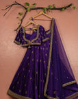 Purple Kundan Bridal Lehenga Set - purple lehenga