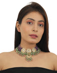 Purple Moti Line Choker Set - choker set