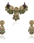 Purple Moti Line Choker Set - choker set