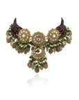 Purple Moti Line Choker Set - choker set