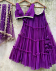 Purple Tier and Ruffle Set - purple lehenga