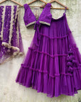 Purple Tier and Ruffle Set - purple lehenga