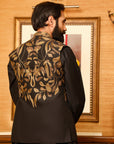Raven Black Kurta Pajama And Waistcoat - indian attire for men