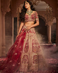 Red Bride Box Heavily Embroidered Lehenga - embroidered lehenga