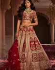 Red Bride Box Heavily Embroidered Lehenga - embroidered lehenga