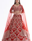 Red Enamel Lehenga Set - red lehenga
