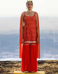 Red Georgette Printed Sharara Set - sharara set