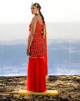 Red Georgette Printed Sharara Set - sharara set