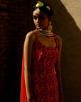 Red Georgette Printed Sharara Set - sharara set