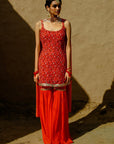 Red Georgette Printed Sharara Set - sharara set