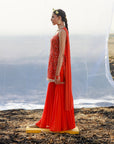Red Georgette Printed Sharara Set - sharara set