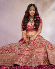 Red Shah Jahan Lehenga Set - red bridal lehenga