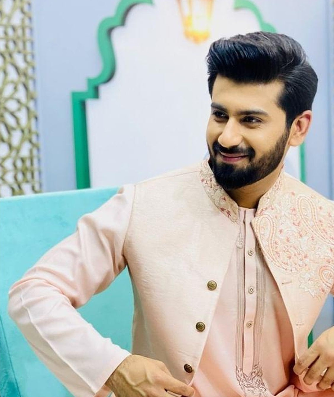 Resham Jaal Motive Design Waistcoat For men - waistcoat