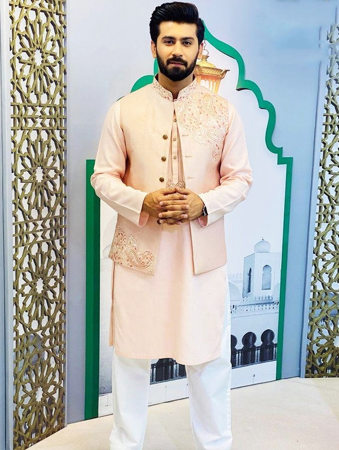 Resham Jaal Motive Design Waistcoat For men - waistcoat