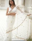 Reshma Ivory Organza Saree Set - indian saari