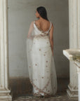 Reshma Ivory Organza Saree Set - indian saari