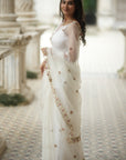 Reshma Ivory Organza Saree Set - indian saari