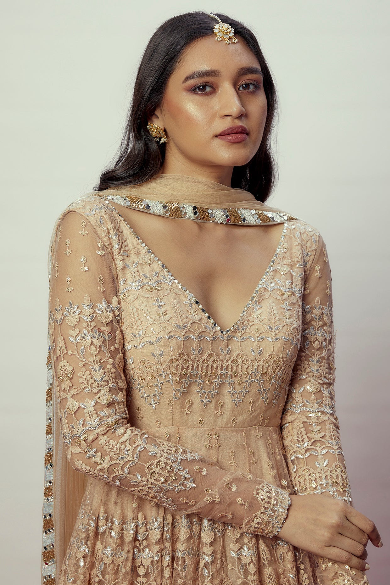 slim fit dress slacks Gold Embroidered Silk Anarkali Kurta With Dupatta Set for Women main image 0
