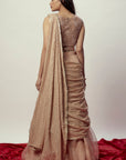 Rose Gold Pre Stitched Saree Set - saree