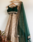 Rosewood Floral Lehenga With Emerald Green Blouse Emerald Green Dupatta - floral lehenga