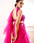 ROSIE Pink Ruffle Saree - indian saari