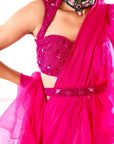 ROSIE Pink Ruffle Saree - indian saari