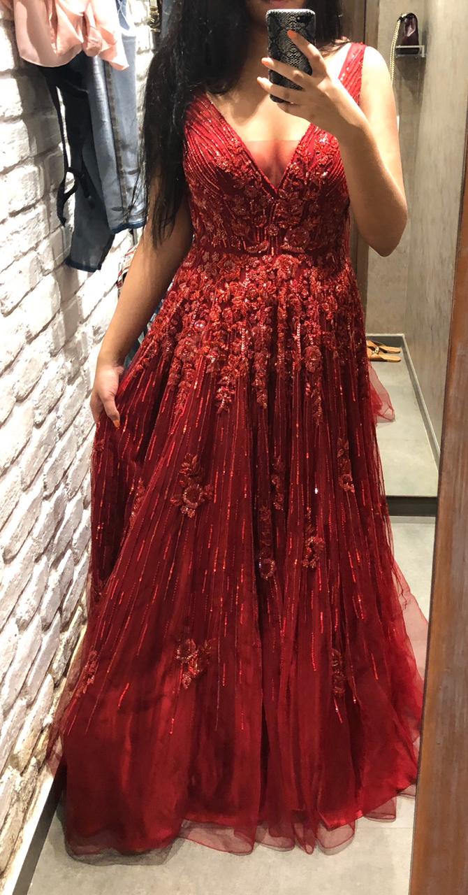 Ruby Red Anarkali Gown - red dress