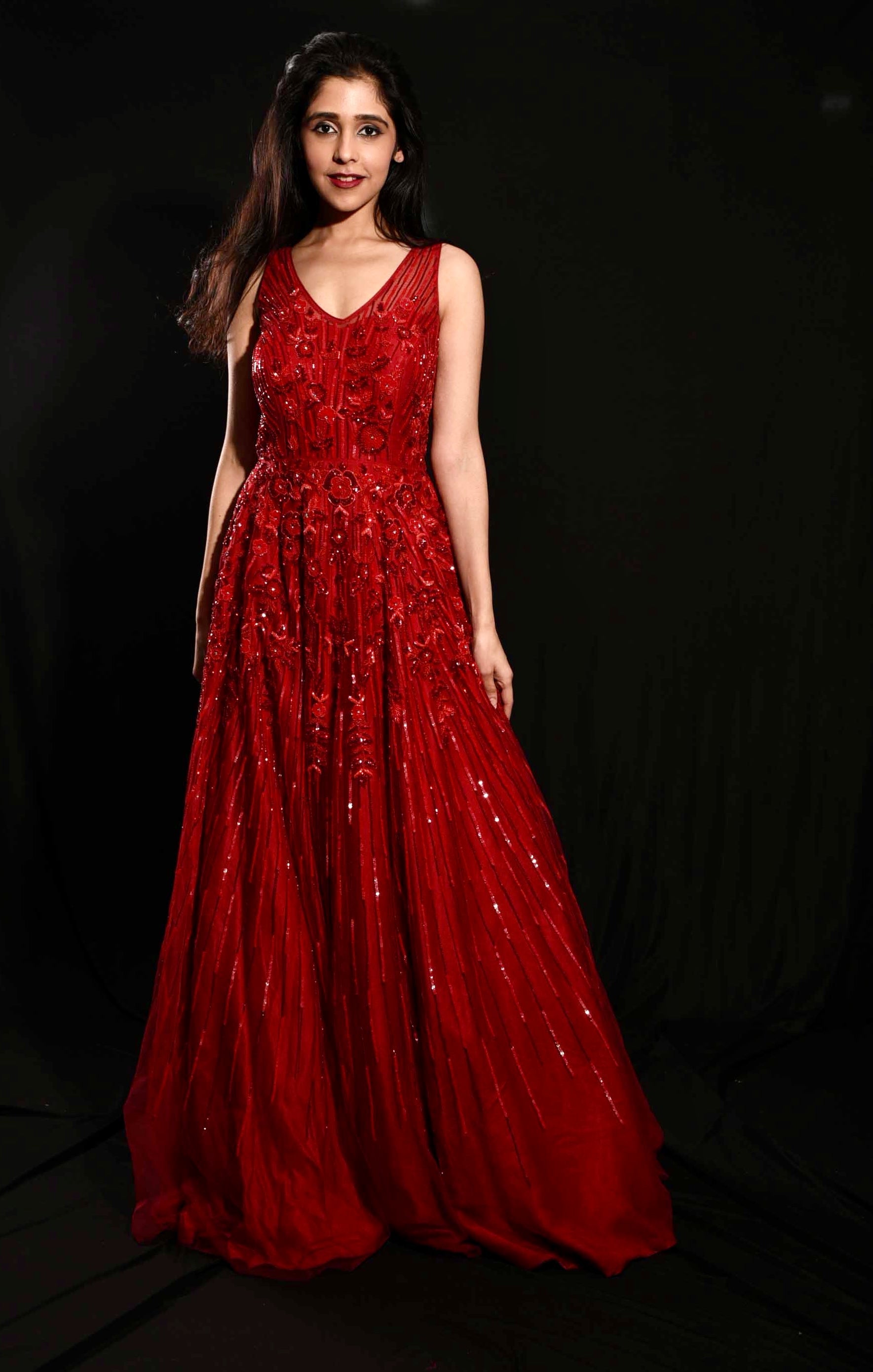 Ruby Red Anarkali Gown - red dress