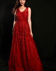 Ruby Red Anarkali Gown - red dress