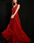 Ruby Red Anarkali Gown - red dress