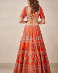Rust Zardosi Lehenga Set - embroidered lehenga
