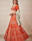 Rust Zardosi Lehenga Set - embroidered lehenga