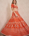 Rust Zardosi Lehenga Set - embroidered lehenga