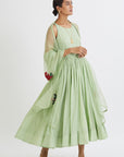 Sage Green Anarkali with Kesar Dupatta - sage green anarkali