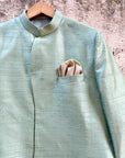 Sage Green Asymmetric Sherwani - sherwani