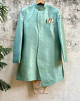 Sage Green Asymmetric Sherwani - sherwani