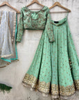 Sage Green Sharmily Lehenga Set - lehenga choli
