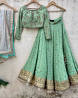 Sage Green Sharmily Lehenga Set - lehenga choli