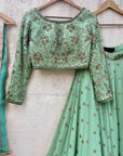 Sage Green Sharmily Lehenga Set - lehenga choli