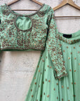 Sage Green Sharmily Lehenga Set - lehenga choli