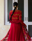 Saheli Red Urfi Anarkali Set - red anarkali