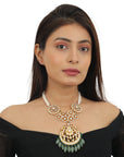 Sea Green And White Necklace Set - indian jewelry set
