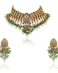 Sea Green And White Necklace Set - indian jewelry